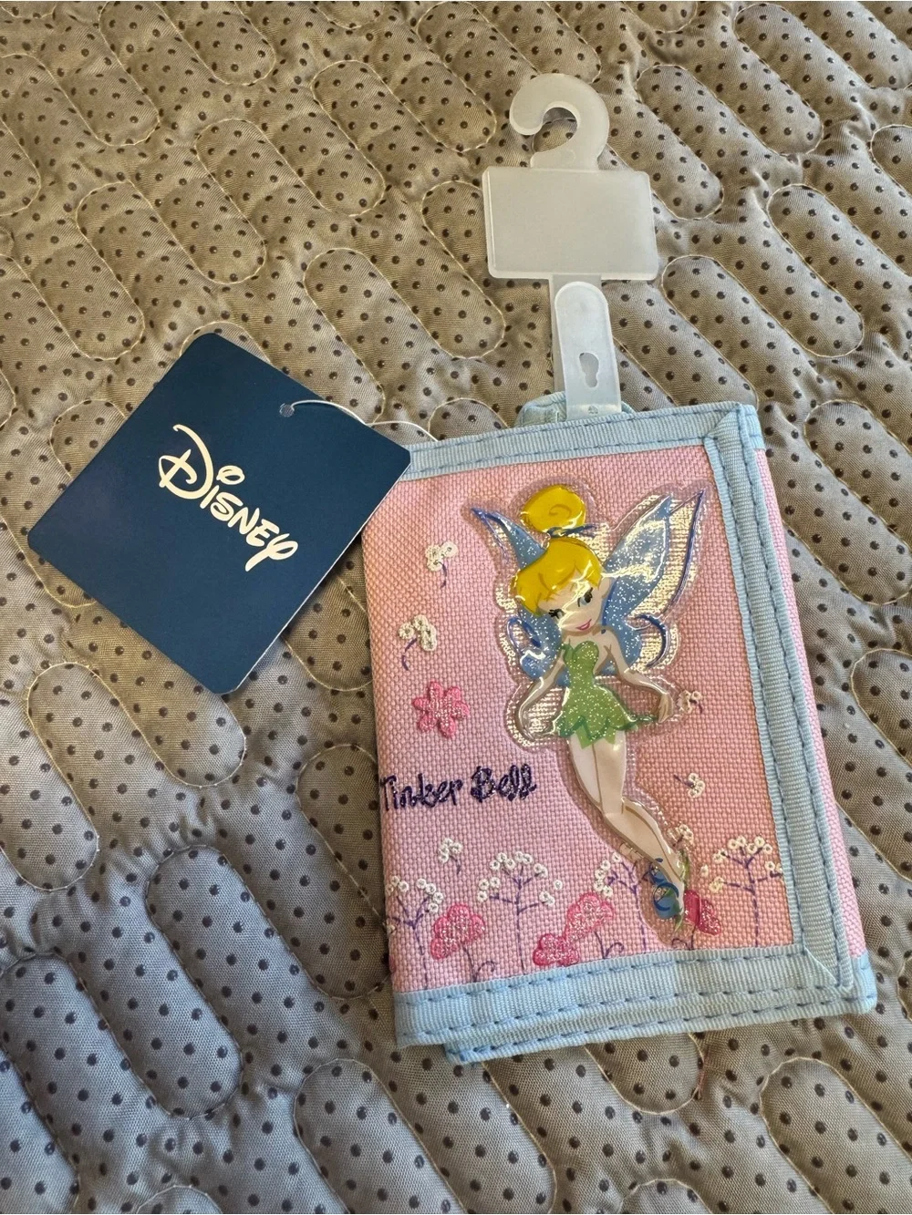 VTG Y2K Disney Tinker Bell Pink Trifold Wallet